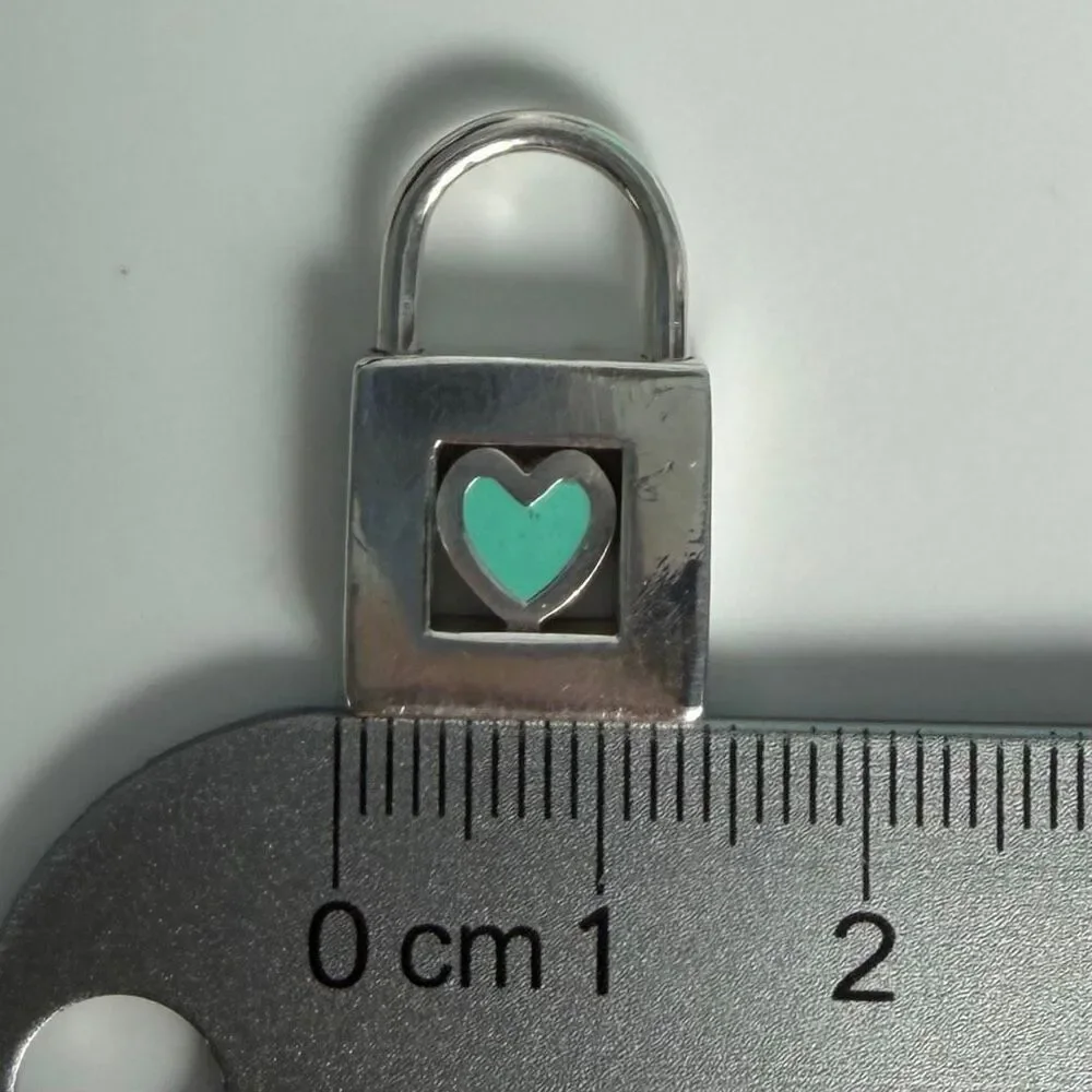 Tiffany & Co sterling silver padlock charm with blue enamel heart - Picture 7 of 15